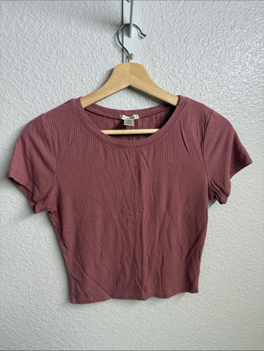 Bozzolo Ribbed Short Sleeve Crop Top - Mauve